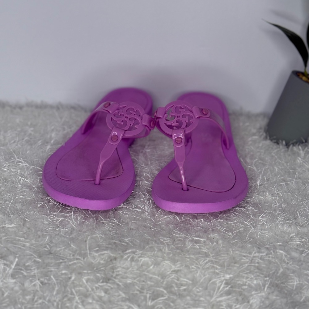 GUESS Women Lilac Purple G‎ Logo Thong Flip Flops Sandals Size 39 (US 8.5) - Picture 3 of 8